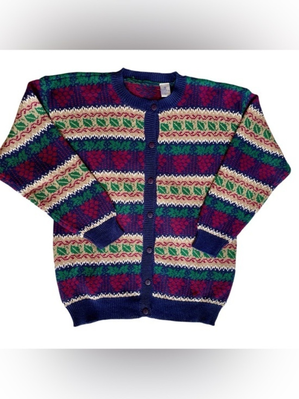 Vtg 80s 90s Northern Isles Grapevine Cardigan Cottagecore Eclectic Womens Size M